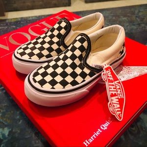 VANS Classic Slip On Checkerboard B&W Kids NEW
